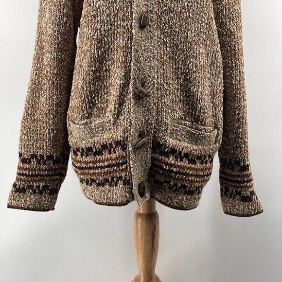 Tundra 100% pure virgin wool cardigan cottage core neutral unique toggle sz S - Picture 4 of 12